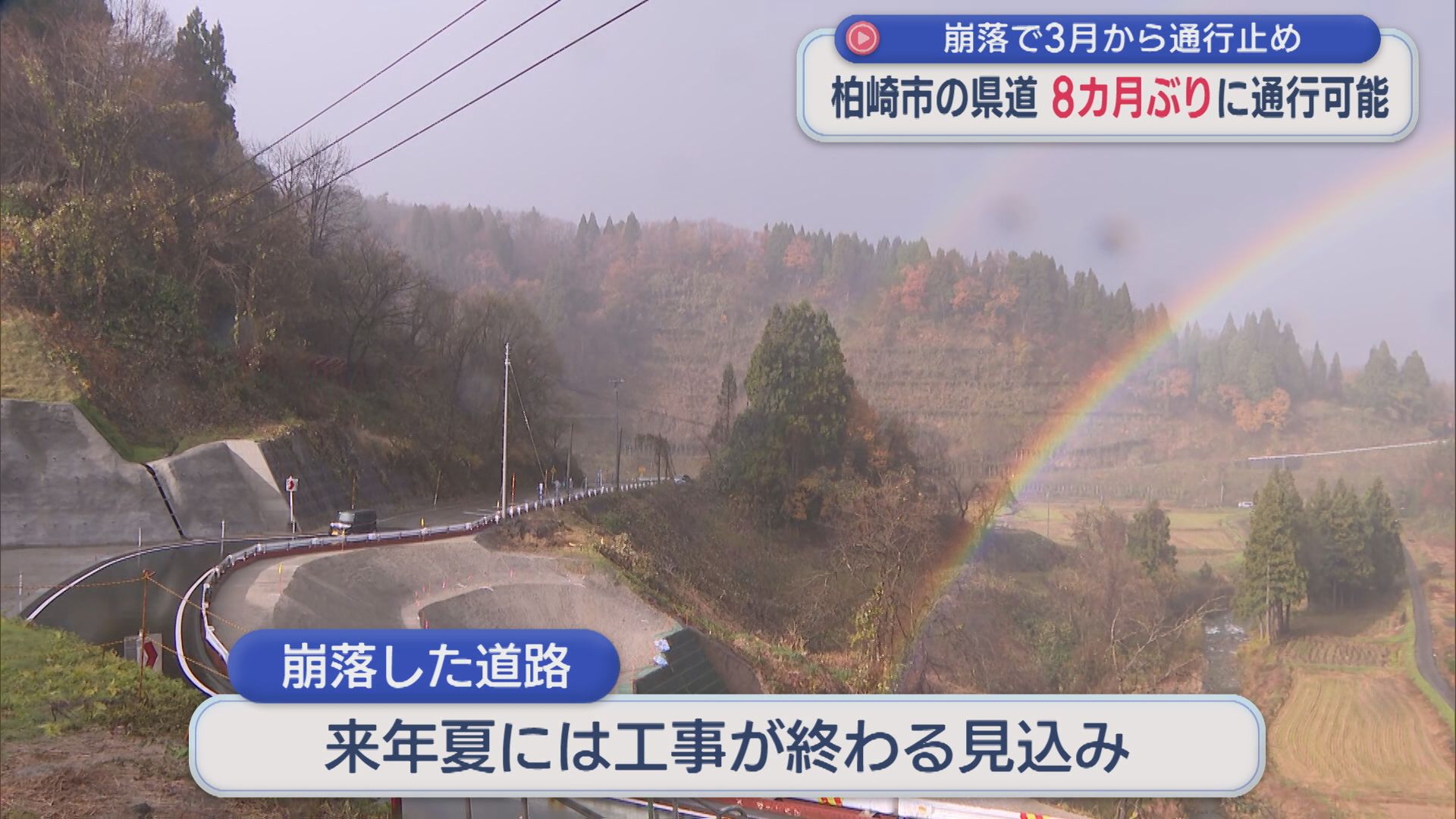 8カ月ぶり通行可能に 3月から崩落で通行止めとなっていた柏崎市の県道【新潟】