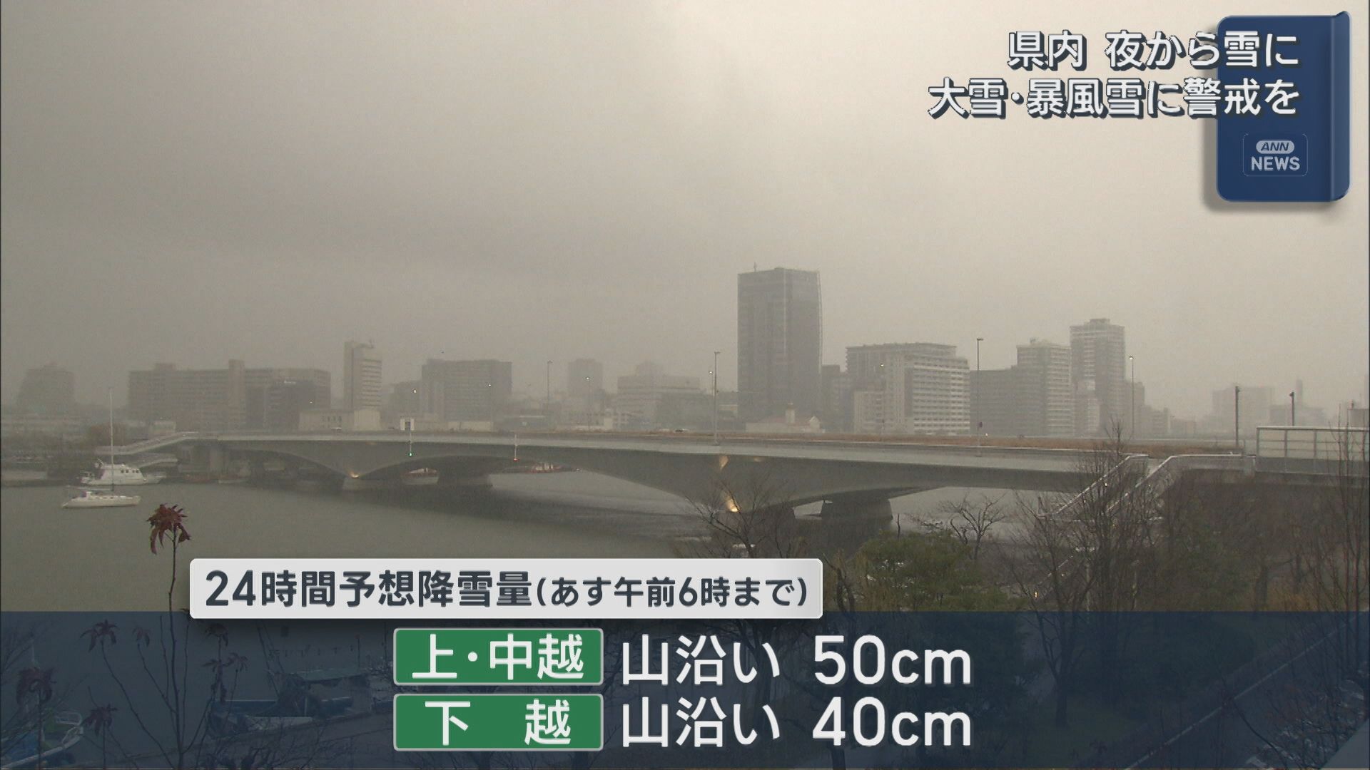 県内は今夜から雪に、大雪・暴風雪に警戒を【新潟】